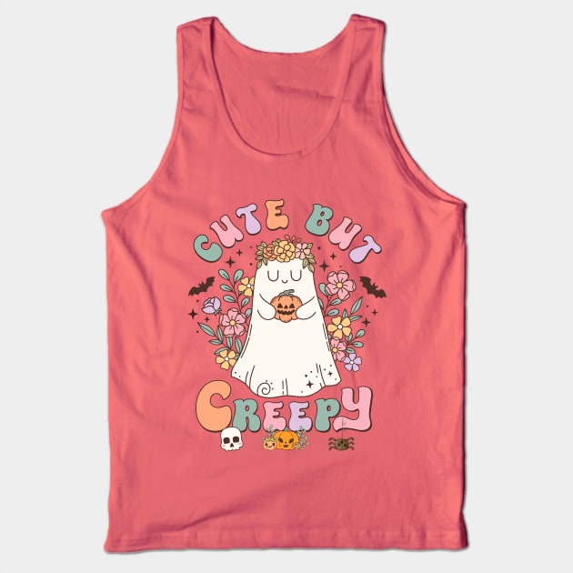 Cute But Creepy Groovy Halloween Ghost Tank Top by Hypnotic Highs